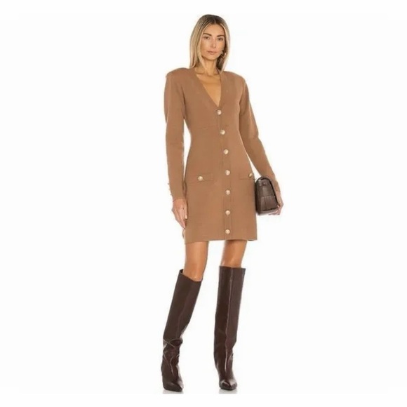 L'AGENCE Dresses & Skirts - L’AGENCE Breanna mini brown button down long sleeve dress, Size small